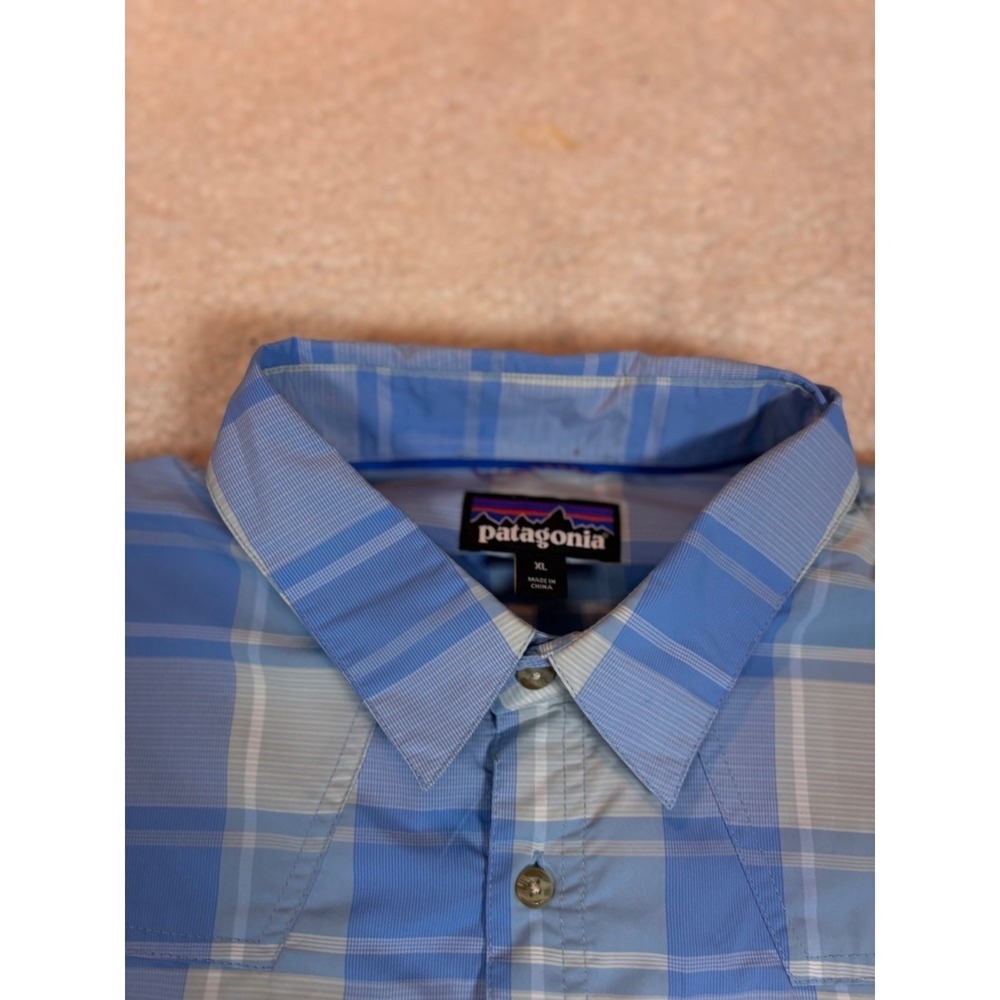 Patagonia Mens Blue Plaid Button-Up Long-Sleeve Shirt Xl - Picture 9 of 16